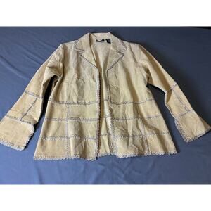 Coldbrook Women’s Suede Leather Jacket Tan Blazer Coat Size Large 12/14